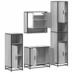 vidaXL Set de mobilier de baie 4 piese Lemn stratificat gri Sonoma vidaXL Set de mobilier de baie 4 piese Lemn stratificat gri Sonoma
