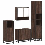 vidaXL Set de mobilier de baie din 4 piese din lemn de stejar maro vidaXL Set de mobilier de baie din 4 piese din lemn de stejar maro