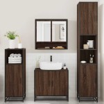 vidaXL Set de mobilier de baie din 4 piese din lemn de stejar maro vidaXL Set de mobilier de baie din 4 piese din lemn de stejar maro