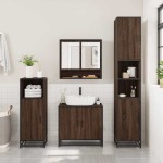 vidaXL Set de mobilier de baie din 4 piese din lemn de stejar maro vidaXL Set de mobilier de baie din 4 piese din lemn de stejar maro