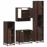 vidaXL Set de mobilier de baie din 4 piese din lemn de stejar maro vidaXL Set de mobilier de baie din 4 piese din lemn de stejar maro