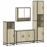 vidaXL Set de mobilier de baie din 4 piese din lemn de stejar Sonoma vidaXL Set de mobilier de baie din 4 piese din lemn de stejar Sonoma