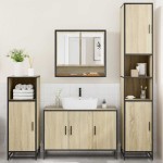 vidaXL Set de mobilier de baie din 4 piese din lemn de stejar Sonoma vidaXL Set de mobilier de baie din 4 piese din lemn de stejar Sonoma