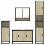 vidaXL Set de mobilier de baie din 4 piese din lemn de stejar Sonoma vidaXL Set de mobilier de baie din 4 piese din lemn de stejar Sonoma