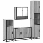 vidaXL Set de mobilier de baie 4 piese Lemn stratificat gri Sonoma vidaXL Set de mobilier de baie 4 piese Lemn stratificat gri Sonoma