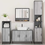 vidaXL Set de mobilier de baie 4 piese Lemn stratificat gri Sonoma vidaXL Set de mobilier de baie 4 piese Lemn stratificat gri Sonoma