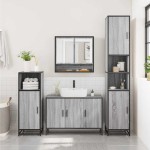 vidaXL Set de mobilier de baie 4 piese Lemn stratificat gri Sonoma vidaXL Set de mobilier de baie 4 piese Lemn stratificat gri Sonoma