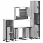 vidaXL Set de mobilier de baie 4 piese Lemn stratificat gri Sonoma vidaXL Set de mobilier de baie 4 piese Lemn stratificat gri Sonoma