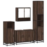 vidaXL Set de mobilier de baie din 4 piese din lemn de stejar maro vidaXL Set de mobilier de baie din 4 piese din lemn de stejar maro