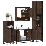 vidaXL Set de mobilier de baie din 4 piese din lemn de stejar maro vidaXL Set de mobilier de baie din 4 piese din lemn de stejar maro