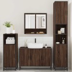 vidaXL Set de mobilier de baie din 4 piese din lemn de stejar maro vidaXL Set de mobilier de baie din 4 piese din lemn de stejar maro