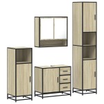 vidaXL Set de mobilier de baie din 4 piese din lemn de stejar Sonoma vidaXL Set de mobilier de baie din 4 piese din lemn de stejar Sonoma