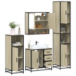 vidaXL Set de mobilier de baie din 4 piese din lemn de stejar Sonoma vidaXL Set de mobilier de baie din 4 piese din lemn de stejar Sonoma