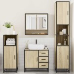 vidaXL Set de mobilier de baie din 4 piese din lemn de stejar Sonoma vidaXL Set de mobilier de baie din 4 piese din lemn de stejar Sonoma