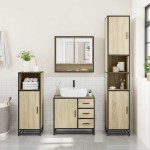 vidaXL Set de mobilier de baie din 4 piese din lemn de stejar Sonoma vidaXL Set de mobilier de baie din 4 piese din lemn de stejar Sonoma