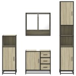vidaXL Set de mobilier de baie din 4 piese din lemn de stejar Sonoma vidaXL Set de mobilier de baie din 4 piese din lemn de stejar Sonoma