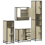 vidaXL Set de mobilier de baie din 4 piese din lemn de stejar Sonoma vidaXL Set de mobilier de baie din 4 piese din lemn de stejar Sonoma