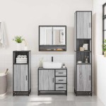 vidaXL Set de mobilier de baie 4 piese Lemn stratificat gri Sonoma vidaXL Set de mobilier de baie 4 piese Lemn stratificat gri Sonoma