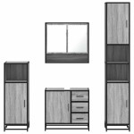 vidaXL Set de mobilier de baie 4 piese Lemn stratificat gri Sonoma vidaXL Set de mobilier de baie 4 piese Lemn stratificat gri Sonoma