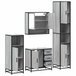 vidaXL Set de mobilier de baie 4 piese Lemn stratificat gri Sonoma vidaXL Set de mobilier de baie 4 piese Lemn stratificat gri Sonoma