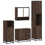 vidaXL Set de mobilier de baie din 4 piese din lemn de stejar maro vidaXL Set de mobilier de baie din 4 piese din lemn de stejar maro