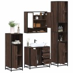 vidaXL Set de mobilier de baie din 4 piese din lemn de stejar maro vidaXL Set de mobilier de baie din 4 piese din lemn de stejar maro