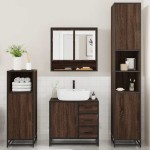 vidaXL Set de mobilier de baie din 4 piese din lemn de stejar maro vidaXL Set de mobilier de baie din 4 piese din lemn de stejar maro
