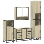 vidaXL Set de mobilier de baie din 4 piese din lemn de stejar Sonoma vidaXL Set de mobilier de baie din 4 piese din lemn de stejar Sonoma