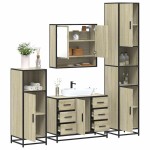 vidaXL Set de mobilier de baie din 4 piese din lemn de stejar Sonoma vidaXL Set de mobilier de baie din 4 piese din lemn de stejar Sonoma