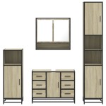 vidaXL Set de mobilier de baie din 4 piese din lemn de stejar Sonoma vidaXL Set de mobilier de baie din 4 piese din lemn de stejar Sonoma