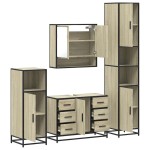 vidaXL Set de mobilier de baie din 4 piese din lemn de stejar Sonoma vidaXL Set de mobilier de baie din 4 piese din lemn de stejar Sonoma