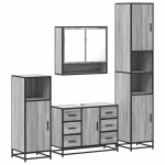 vidaXL Set de mobilier de baie 4 piese Lemn stratificat gri Sonoma vidaXL Set de mobilier de baie 4 piese Lemn stratificat gri Sonoma