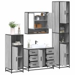 vidaXL Set de mobilier de baie 4 piese Lemn stratificat gri Sonoma vidaXL Set de mobilier de baie 4 piese Lemn stratificat gri Sonoma