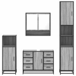 vidaXL Set de mobilier de baie 4 piese Lemn stratificat gri Sonoma vidaXL Set de mobilier de baie 4 piese Lemn stratificat gri Sonoma