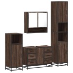 vidaXL Set de mobilier de baie din 4 piese din lemn de stejar maro vidaXL Set de mobilier de baie din 4 piese din lemn de stejar maro