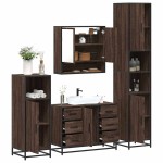 vidaXL Set de mobilier de baie din 4 piese din lemn de stejar maro vidaXL Set de mobilier de baie din 4 piese din lemn de stejar maro
