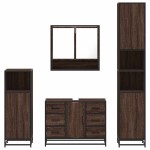 vidaXL Set de mobilier de baie din 4 piese din lemn de stejar maro vidaXL Set de mobilier de baie din 4 piese din lemn de stejar maro