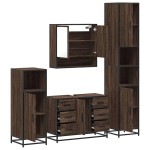 vidaXL Set de mobilier de baie din 4 piese din lemn de stejar maro vidaXL Set de mobilier de baie din 4 piese din lemn de stejar maro