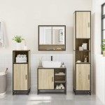 vidaXL Set de mobilier de baie din 4 piese din lemn de stejar Sonoma