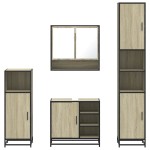 vidaXL Set de mobilier de baie din 4 piese din lemn de stejar Sonoma