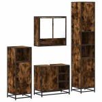 vidaXL Set de mobilier de baie 4 piese Lemn prelucrat de stejar afumat vidaXL Set de mobilier de baie 4 piese Lemn prelucrat de stejar afumat