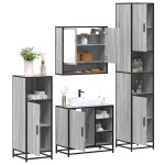 vidaXL Set de mobilier de baie 4 piese Lemn stratificat gri Sonoma vidaXL Set de mobilier de baie 4 piese Lemn stratificat gri Sonoma