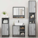 vidaXL Set de mobilier de baie 4 piese Lemn stratificat gri Sonoma vidaXL Set de mobilier de baie 4 piese Lemn stratificat gri Sonoma
