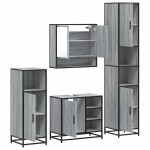 vidaXL Set de mobilier de baie 4 piese Lemn stratificat gri Sonoma vidaXL Set de mobilier de baie 4 piese Lemn stratificat gri Sonoma