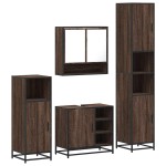 vidaXL Set de mobilier de baie din 4 piese din lemn de stejar maro vidaXL Set de mobilier de baie din 4 piese din lemn de stejar maro