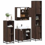 vidaXL Set de mobilier de baie din 4 piese din lemn de stejar maro vidaXL Set de mobilier de baie din 4 piese din lemn de stejar maro