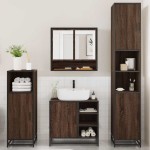 vidaXL Set de mobilier de baie din 4 piese din lemn de stejar maro vidaXL Set de mobilier de baie din 4 piese din lemn de stejar maro