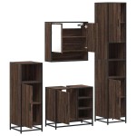 vidaXL Set de mobilier de baie din 4 piese din lemn de stejar maro vidaXL Set de mobilier de baie din 4 piese din lemn de stejar maro