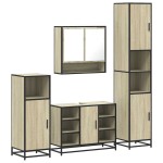 vidaXL Set de mobilier de baie din 4 piese din lemn de stejar Sonoma vidaXL Set de mobilier de baie din 4 piese din lemn de stejar Sonoma
