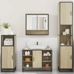 vidaXL Set de mobilier de baie din 4 piese din lemn de stejar Sonoma vidaXL Set de mobilier de baie din 4 piese din lemn de stejar Sonoma